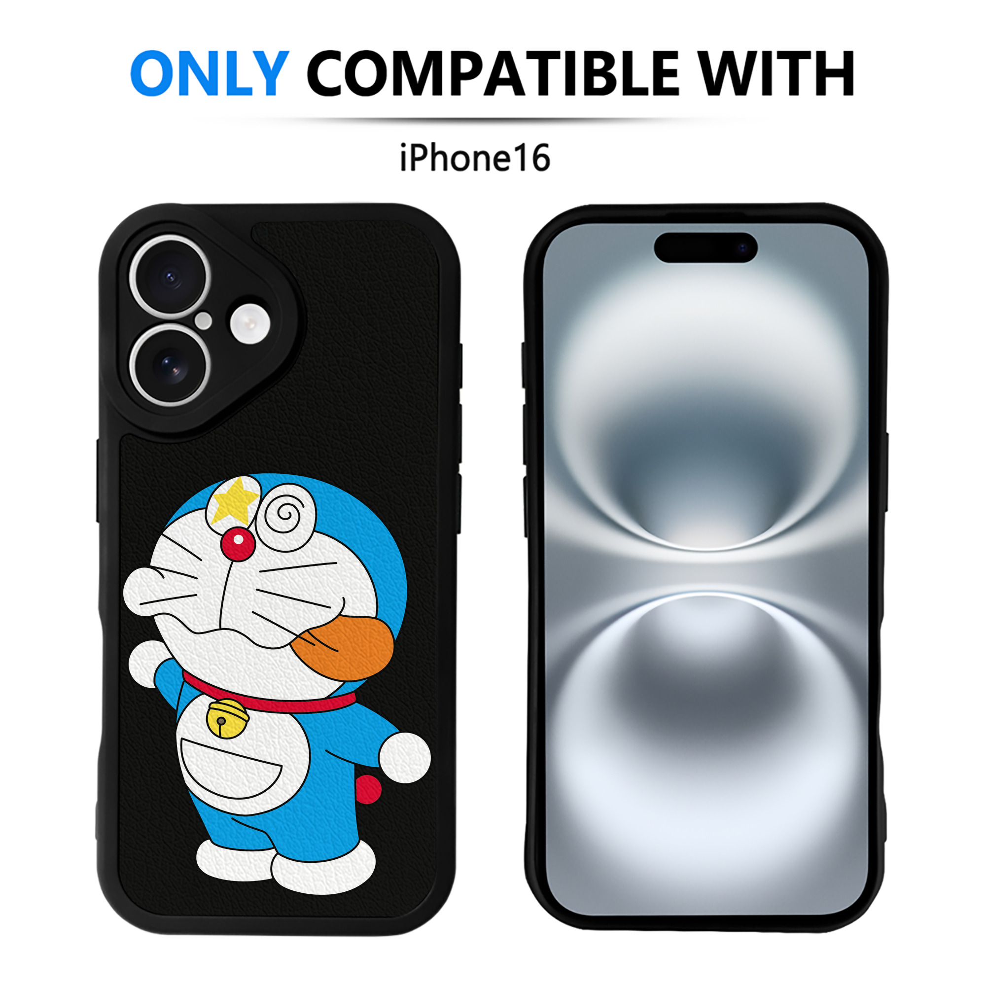 （画像用） ドラえもん Doraemon 【iPhone 16シリーズ対応】シリコンスマホケース（レザー調） 材質：シリコン
